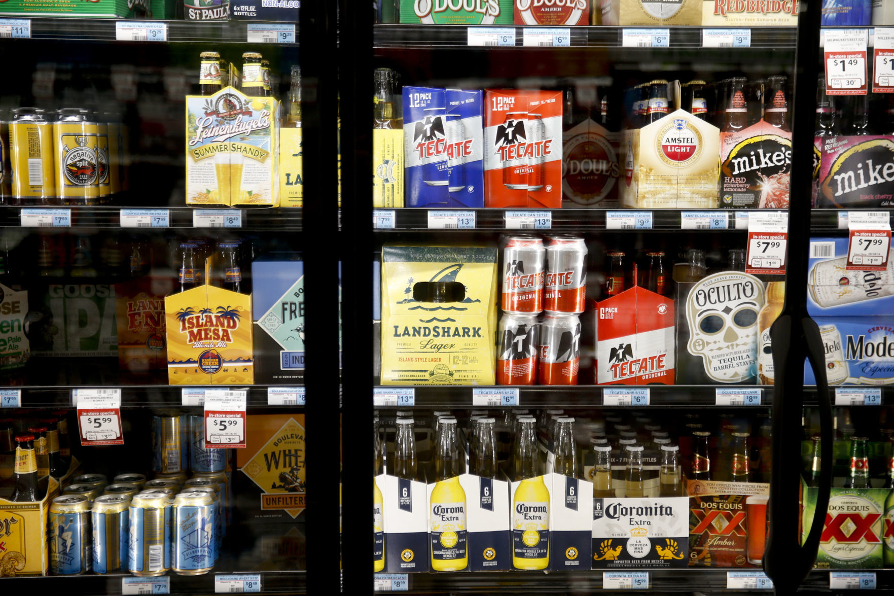 Refrigerated beer at the grocery store